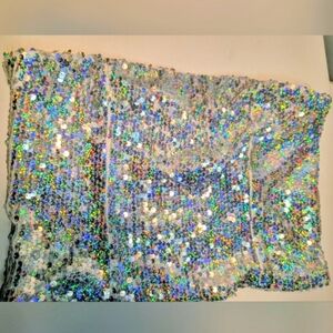 Fashion Nova Silver Sequin Tube Top With Zipper Size M